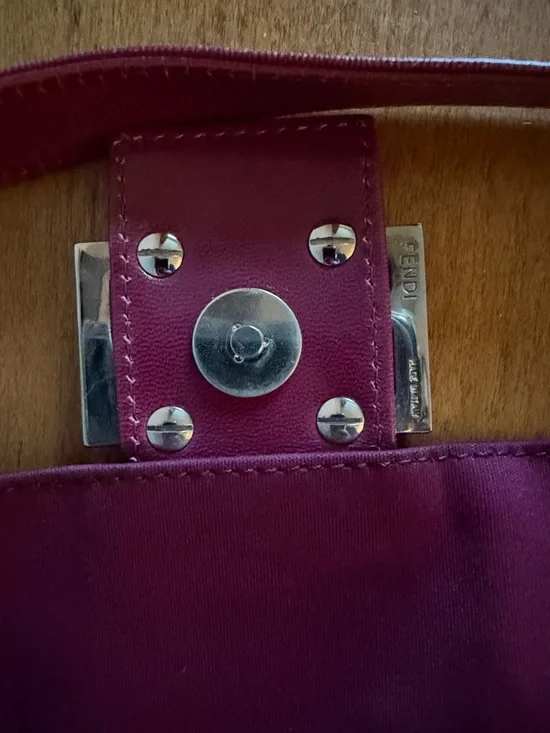 Women's Burgundy Shoulder Bag with Silver Buckle - Picture 5 of 7